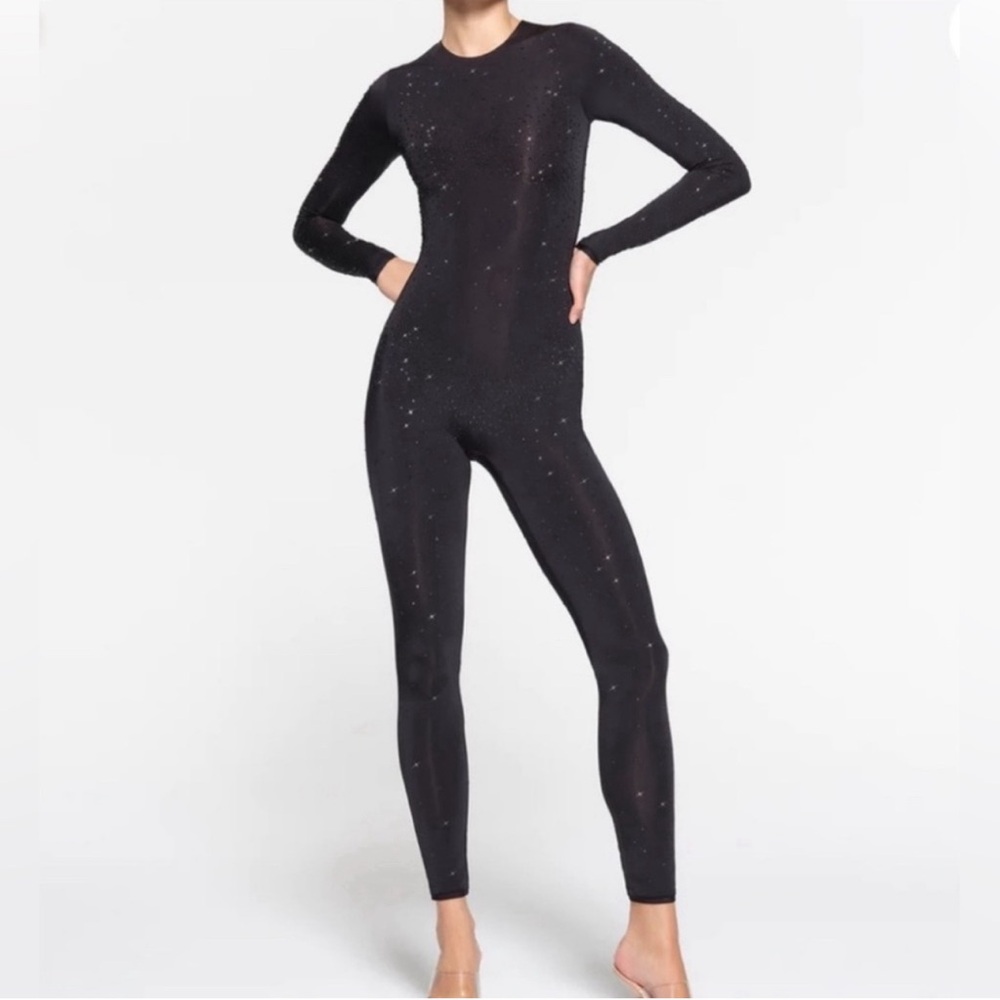 Skims x Swarovski Jelly Sheer Crystal Embellished Long Sleeve Catsuit Limited